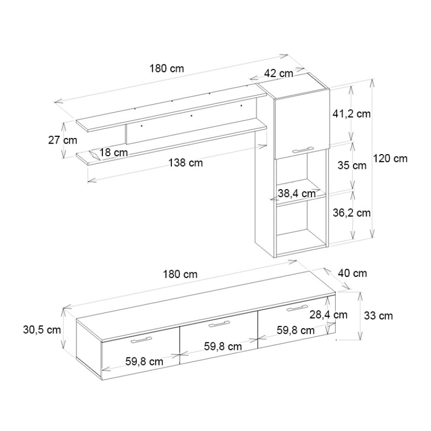 Σύνθεση τηλεόρασης Darcy χρώμα μαύρο εφέ μαρμάρου - μαύρο 180x40x33εκ. Σύνθεση τηλεόρασης Darcy χρώμα μαύρο εφέ μαρμάρου - μαύρο 180x40x33εκ.