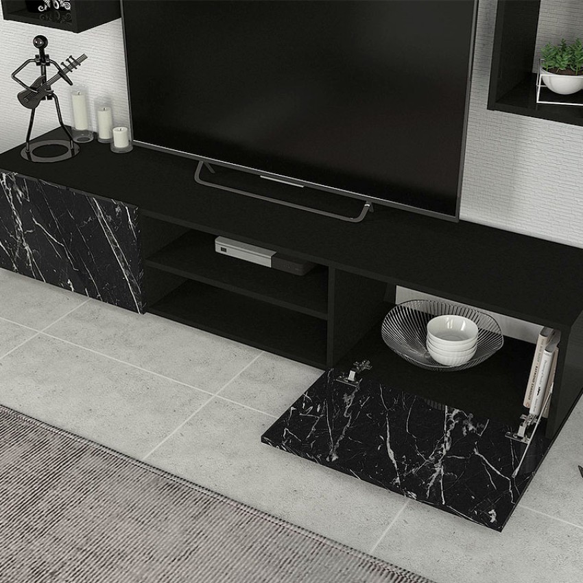 Σύνθεση τηλεόρασης Duana χρώμα μαύρο εφέ μαρμάρου - μαύρο 180x38x35,7εκ. Σύνθεση τηλεόρασης Duana χρώμα μαύρο εφέ μαρμάρου - μαύρο 180x38x35,7εκ.