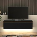 Έπιπλο τηλεόρασης επιτοίχιο Morel με LED χρώμα μαύρο 140x41,8x40εκ.