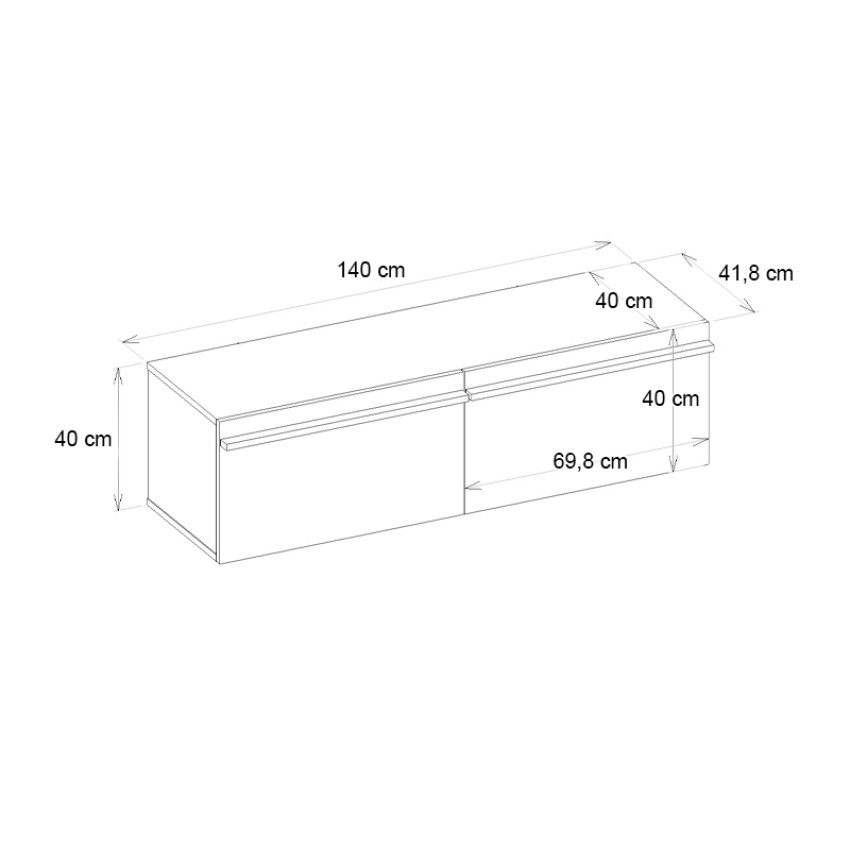 Έπιπλο τηλεόρασης επιτοίχιο Morel με LED χρώμα μαύρο 140x41,8x40εκ.