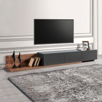 Έπιπλο τηλεόρασης Enstey χρώμα καρυδί - ανθρακί 260x41,8x33,5εκ.