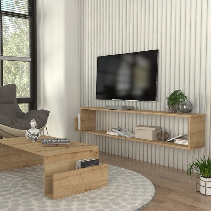 Έπιπλο τηλεόρασης επιτοίχιο Regnar χρώμα sapphire oak 168,6x25x31,8εκ.