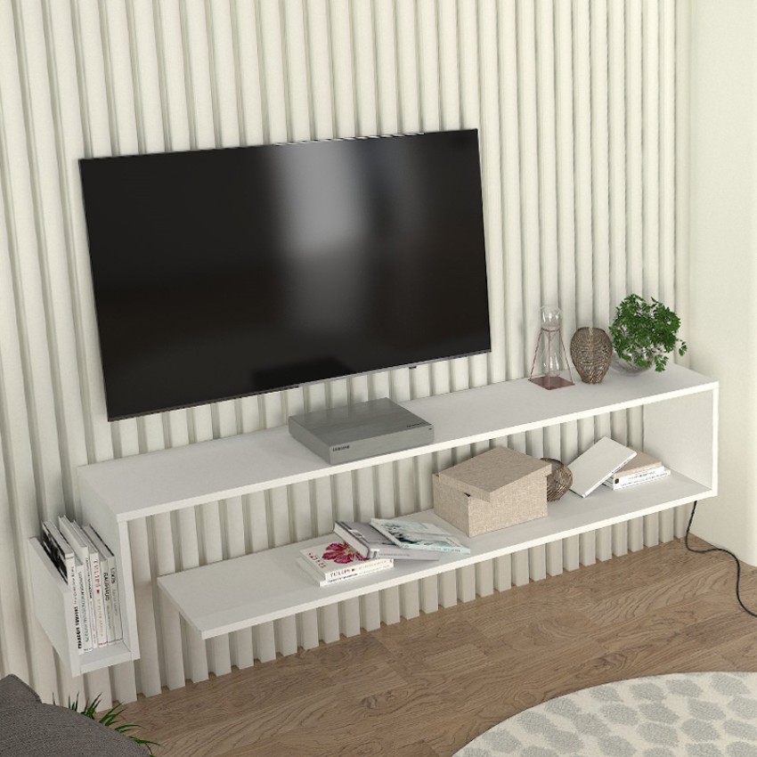 Έπιπλο τηλεόρασης επιτοίχιο Regnar χρώμα λευκό 168,6x25x31,8εκ.