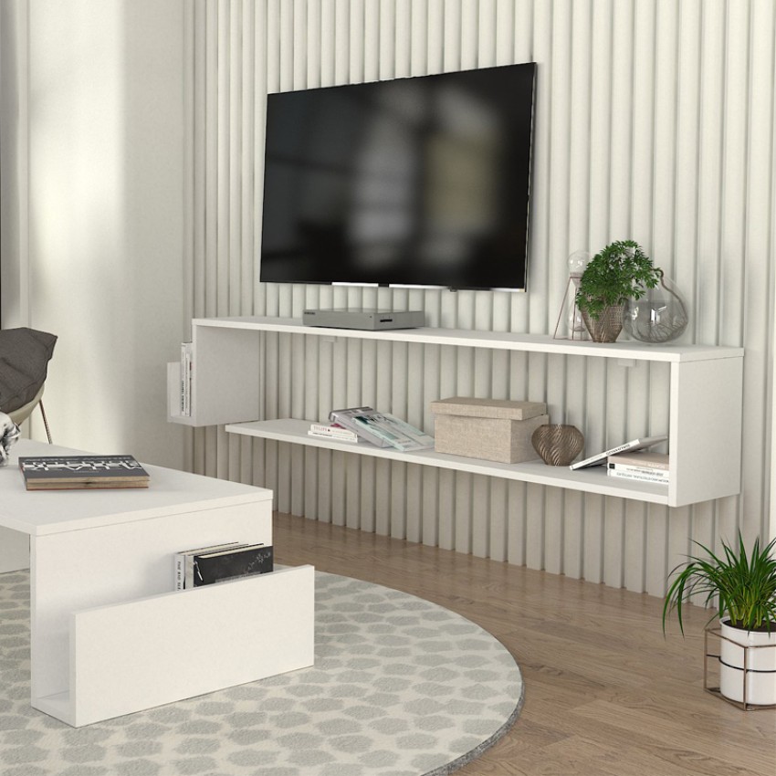 Έπιπλο τηλεόρασης επιτοίχιο Regnar χρώμα λευκό 168,6x25x31,8εκ.