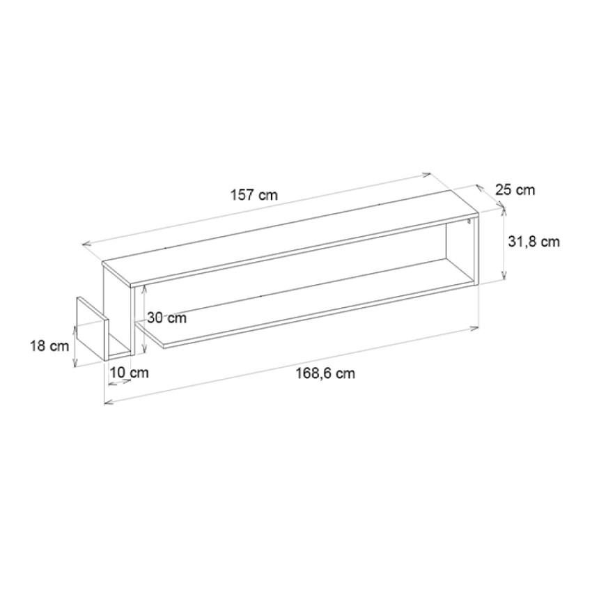 Έπιπλο τηλεόρασης επιτοίχιο Regnar χρώμα λευκό 168,6x25x31,8εκ.