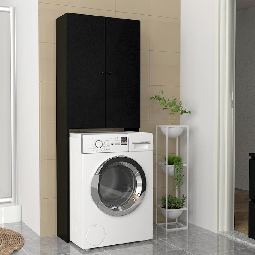 Έπιπλο πλυντηρίου Romme χρώμα μαύρο 65x27,1x180εκ.