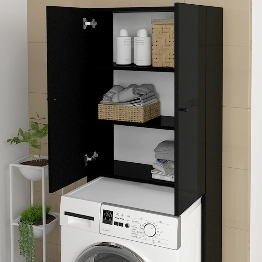 Έπιπλο πλυντηρίου Romme χρώμα μαύρο 65x27,1x180εκ.