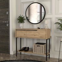 Κονσόλα με καθρέπτη Suzy χρώμα sepet oak 90x29,6x76εκ.