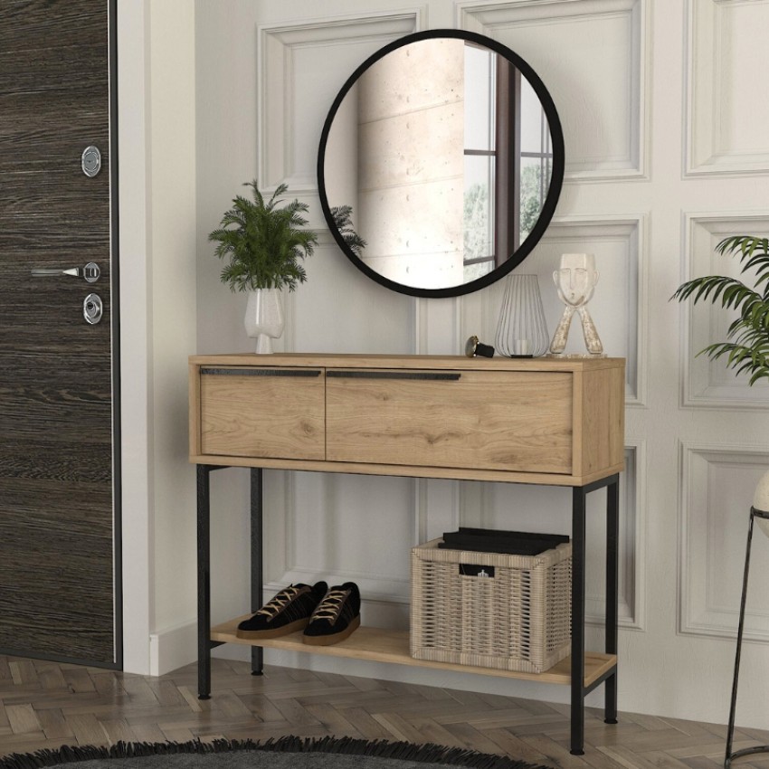 Κονσόλα με καθρέπτη Suzy χρώμα sepet oak 90x29,6x76εκ.