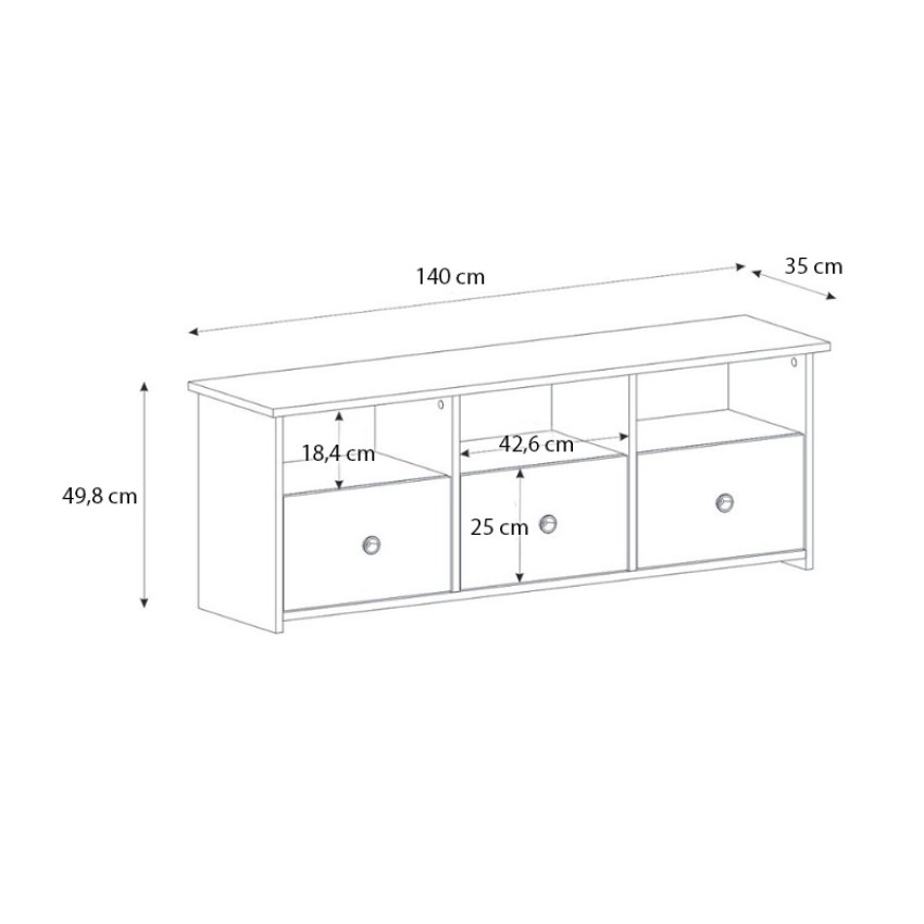 Έπιπλο τηλεόρασης Mahen χρώμα sapphire oak 140x35x49,8εκ.