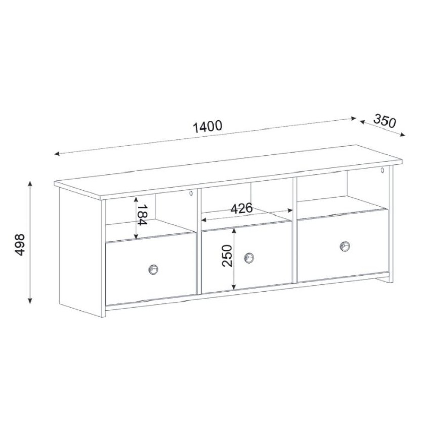 Έπιπλο τηλεόρασης Mahen χρώμα sapphire oak 140x35x49,8εκ.
