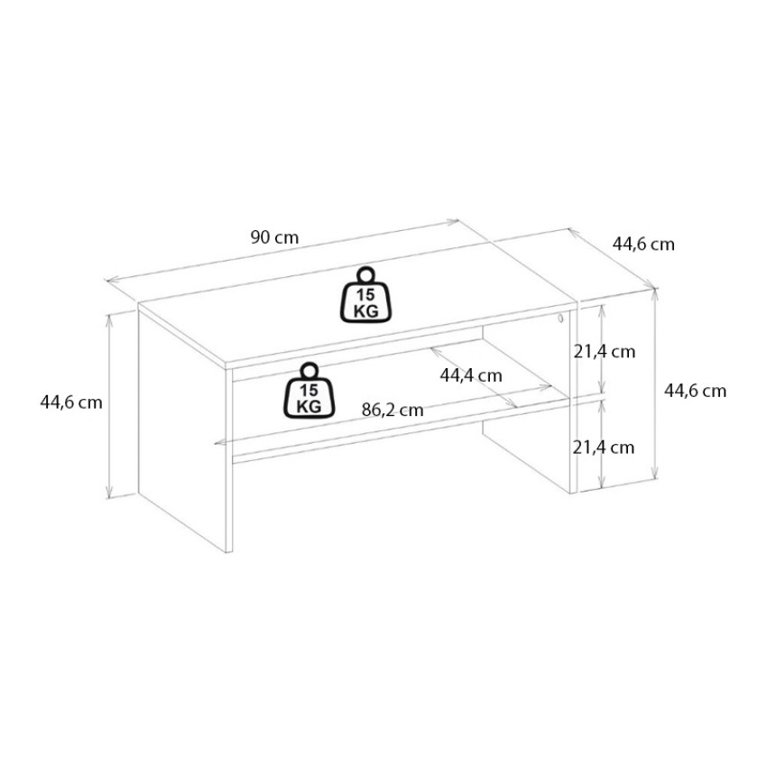 Τραπεζάκι σαλονιού Eleva χρώμα sapphire oak 90x44,6x46,4εκ.