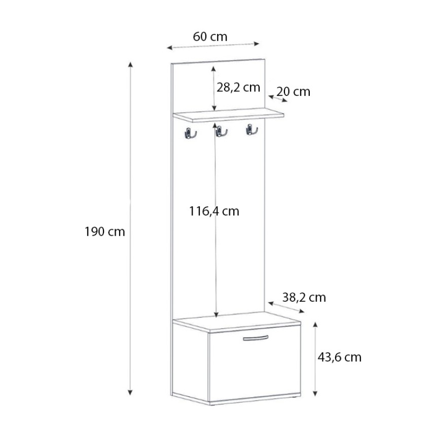 Έπιπλο εισόδου Track χρώμα sapphire oak 60x38,2x190εκ.