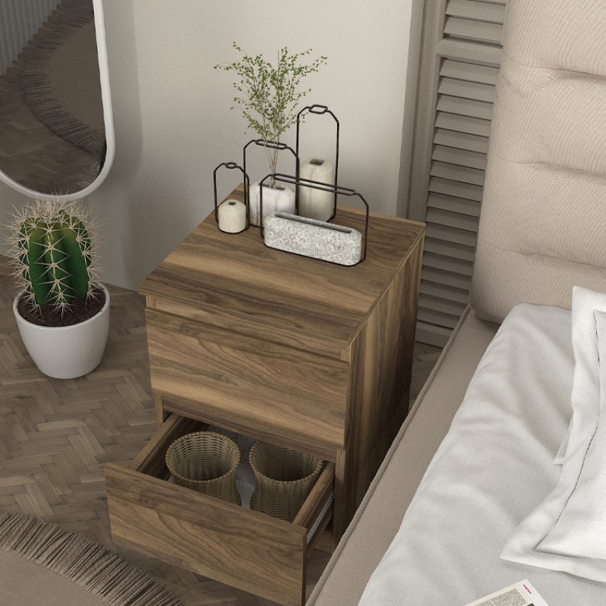 Κομοδίνο Breve χρώμα καρυδί 39,8x41,8x55εκ.