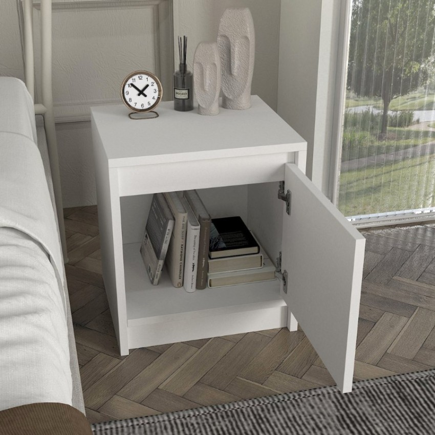 Κομοδίνο Conve χρώμα λευκό 40x35x45εκ.