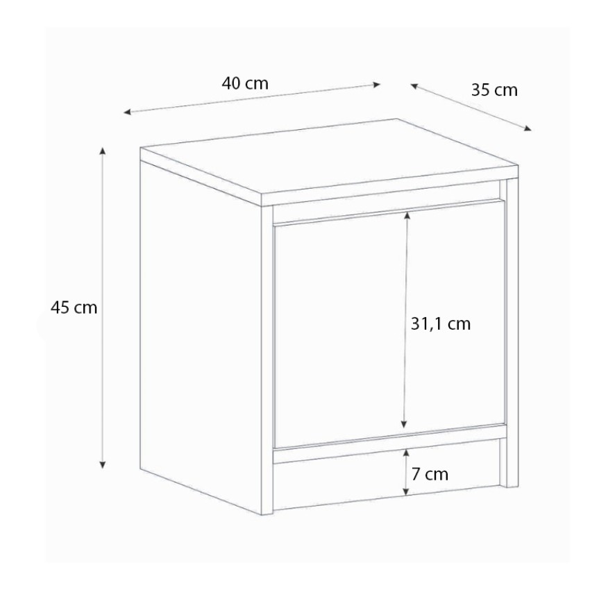 Κομοδίνο Conve χρώμα λευκό 40x35x45εκ.