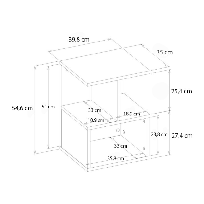Κομοδίνο Entiero χρώμα sapphire oak 39,8x35x54,6εκ.