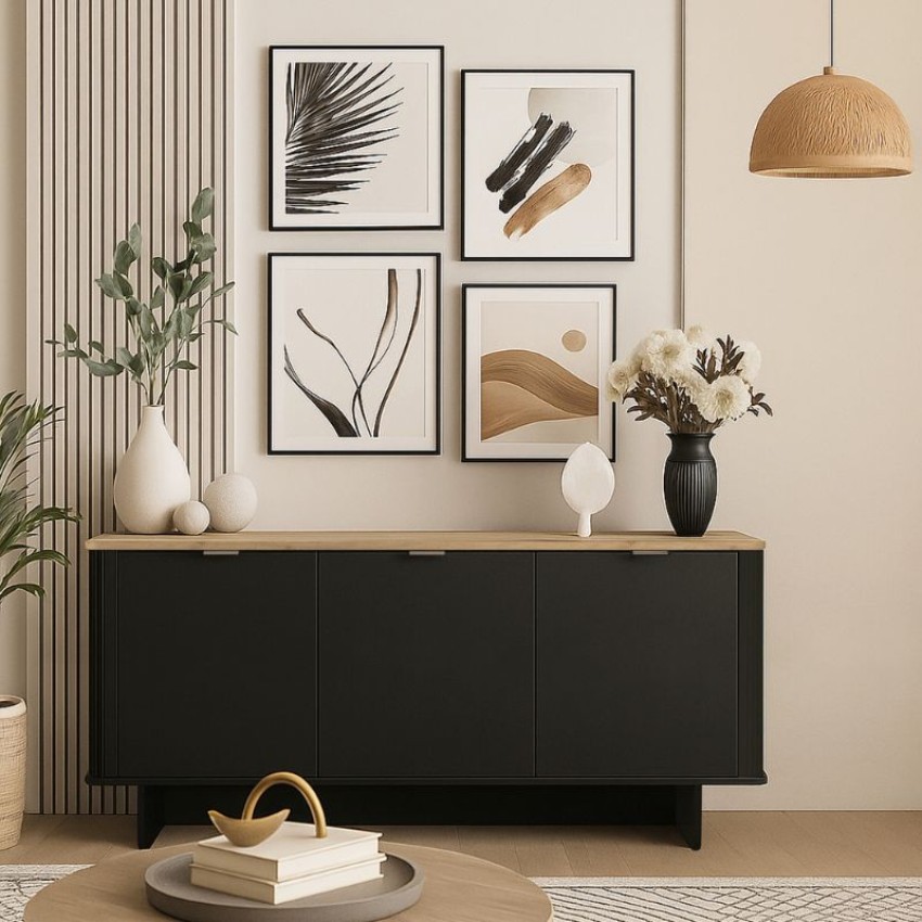 Μπουφές Bohema χρώμα μαύρο - sepet oak 180x47x76,6εκ.