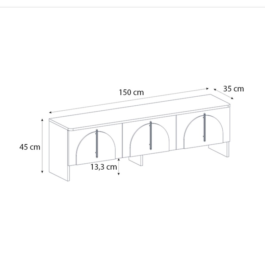 Έπιπλο τηλεόρασης Rebel χρώμα rota oak - sandstone 150x35x45εκ.