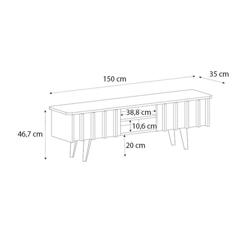 Έπιπλο τηλεόρασης Gemma χρώμα sepet oak 150x35x46,7εκ.
