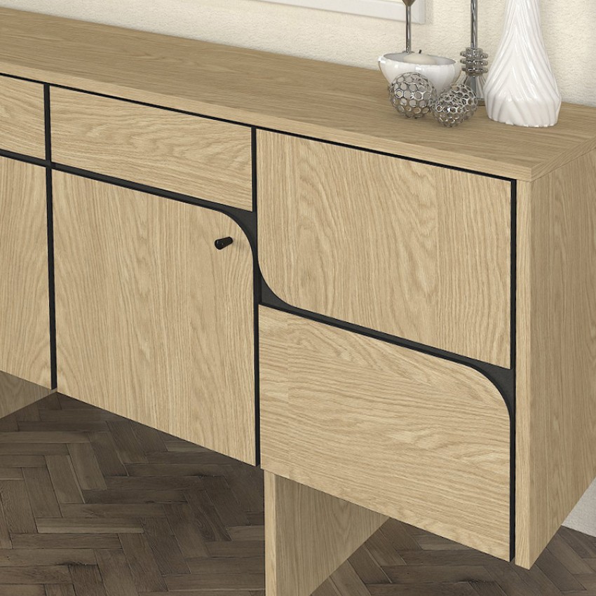 Μπουφές Lava χρώμα rota oak - ανθρακί 150x44,6x76εκ.