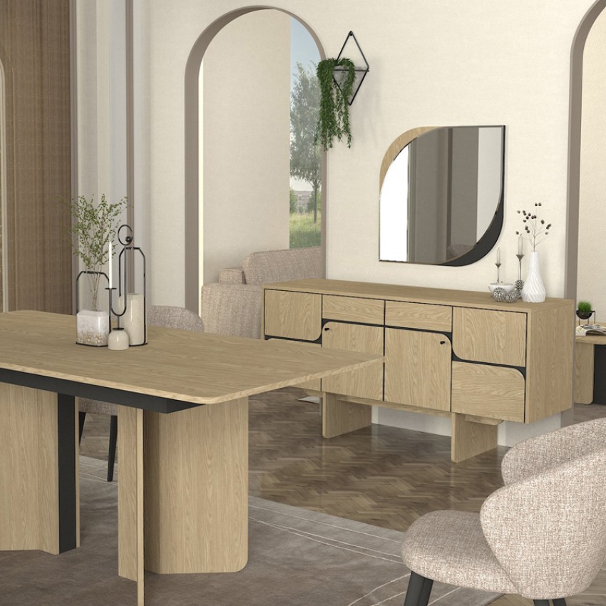 Μπουφές Lava χρώμα rota oak - ανθρακί 150x44,6x76εκ.