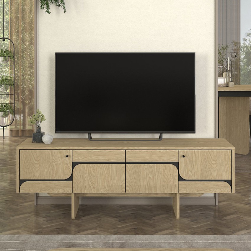 Έπιπλο τηλεόρασης Lava χρώμα rota oak - ανθρακί 150x35x51,3εκ.