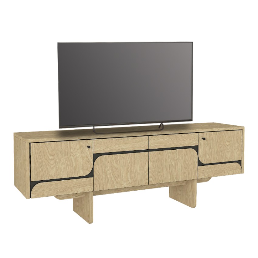 Έπιπλο τηλεόρασης Lava χρώμα rota oak - ανθρακί 150x35x51,3εκ.