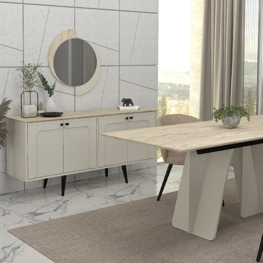 Μπουφές Sevilla χρώμα sandstone - travertine 150x44,6x72,2εκ.