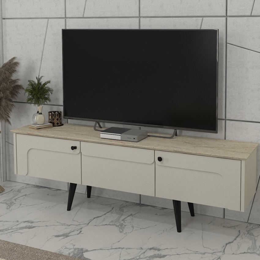 Έπιπλο τηλεόρασης Sevilla χρώμα sandstone - travertine 150x35x45,6εκ.