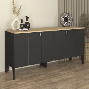 Μπουφές Pedro χρώμα ανθρακί - rota oak 150x45x75εκ.