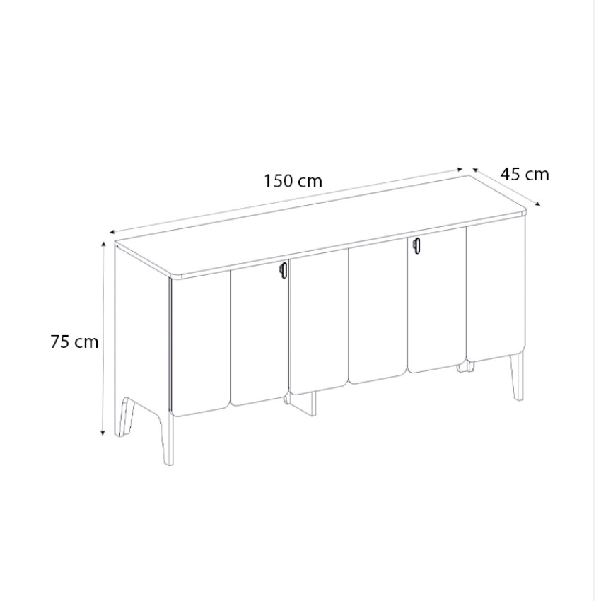 Μπουφές Pedro χρώμα ανθρακί - rota oak 150x45x75εκ.