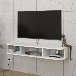 Έπιπλο τηλεόρασης επιτοίχιο Bask με LED χρώμα λευκό 120x29,6x19,2εκ.