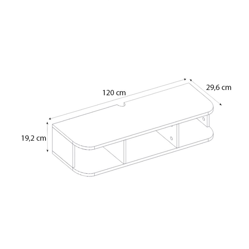 Έπιπλο τηλεόρασης επιτοίχιο Bask με LED χρώμα λευκό 120x29,6x19,2εκ.