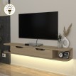 Έπιπλο τηλεόρασης επιτοίχιο Noland με LED χρώμα rota oak 150x35x19,2εκ.