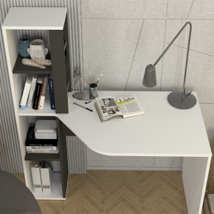 Γραφείο εργασίας Gemini χρώμα ανθρακί - λευκό 121,8x59,6x131,8εκ.