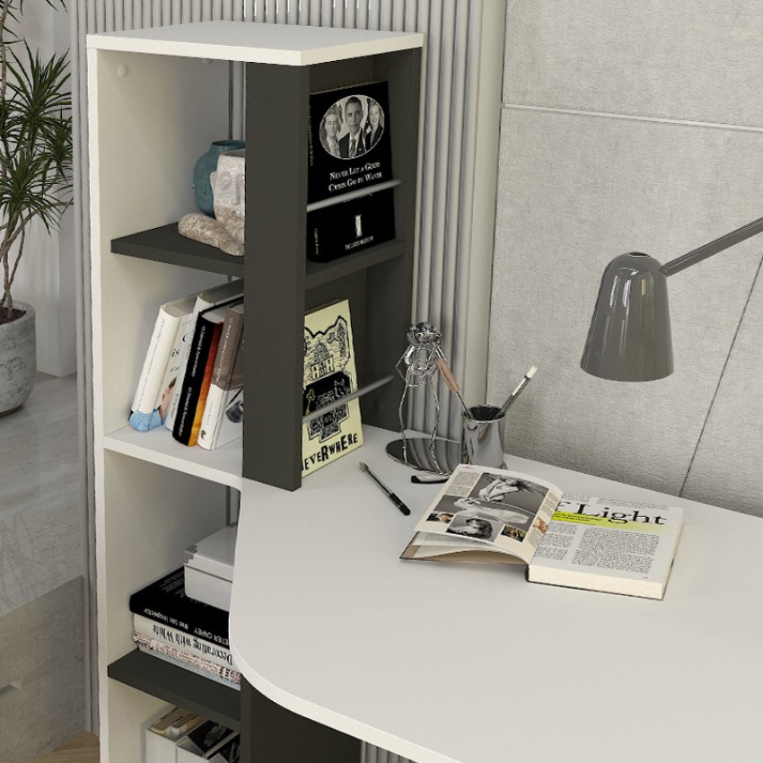 Γραφείο εργασίας Gemini χρώμα ανθρακί - λευκό 121,8x59,6x131,8εκ.