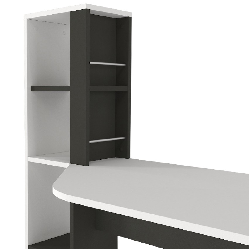 Γραφείο εργασίας Gemini χρώμα ανθρακί - λευκό 121,8x59,6x131,8εκ.