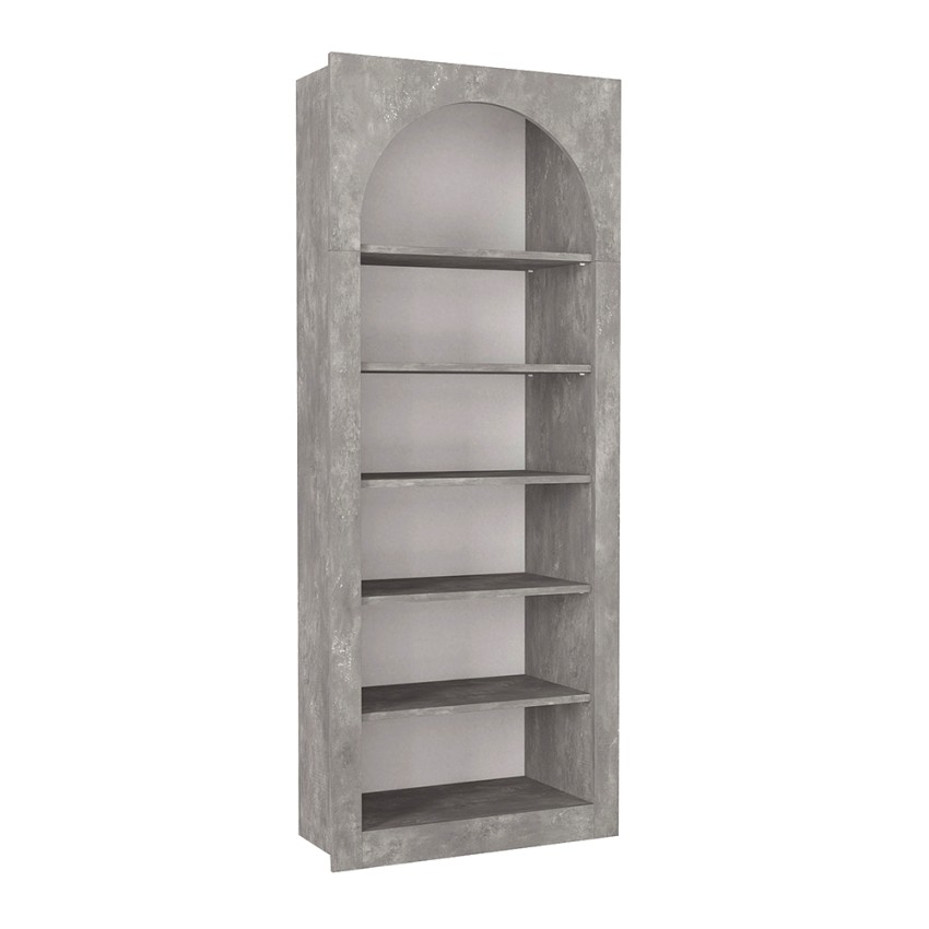Βιβλιοθήκη Voila γκρι σκυροδέματος 74x35x180 εκ. για σαλόνι και γραφείο