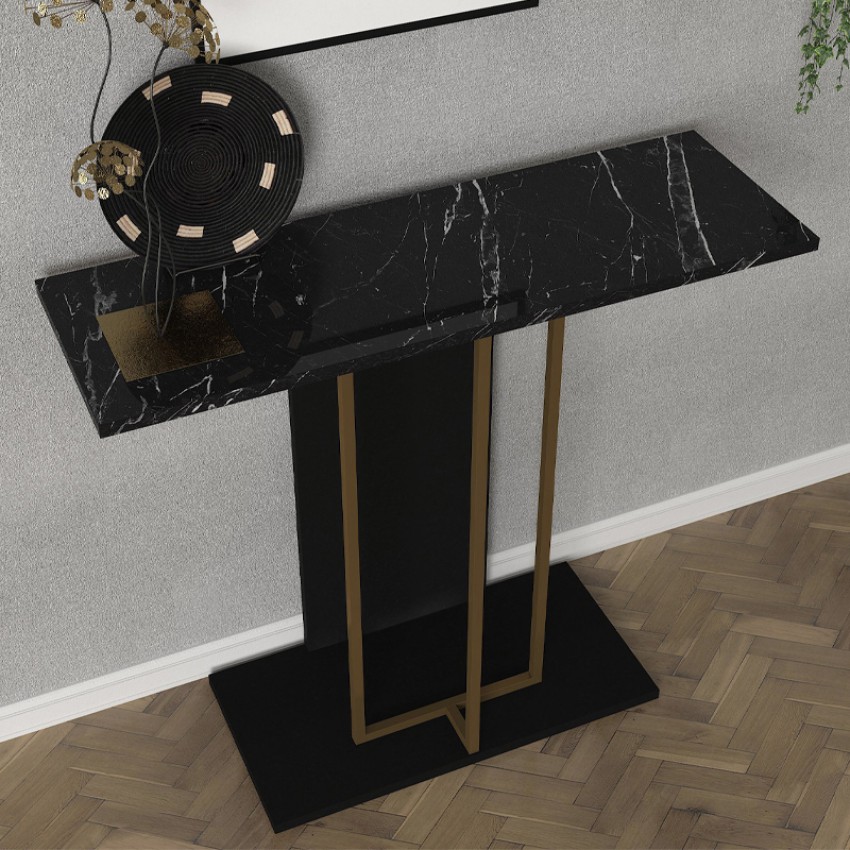 Κονσόλα Brandy χρώμα μαύρο - μαύρο εφέ μαρμάρου - χρυσό 90x29,6x76,8εκ.