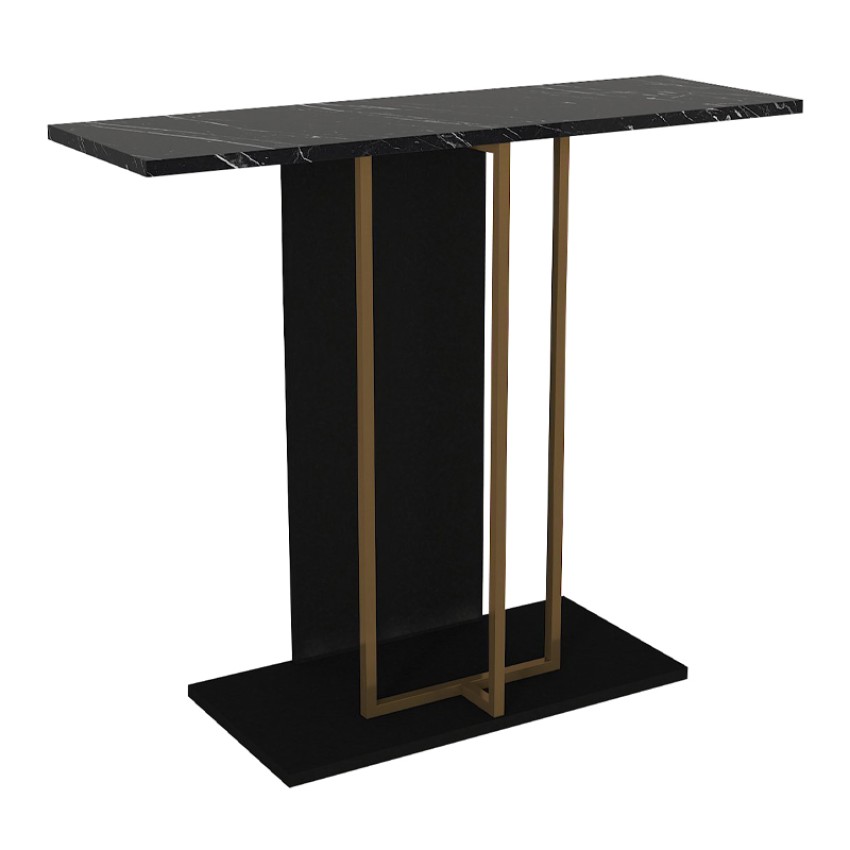 Κονσόλα Brandy χρώμα μαύρο - μαύρο εφέ μαρμάρου - χρυσό 90x29,6x76,8εκ.