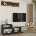 Σύνθεση τηλεόρασης Dumont χρώμα ανθρακί - sepet oak 240x36,8x200εκ.