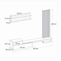 Σύνθεση τηλεόρασης Dumont χρώμα ανθρακί - sepet oak 240x36,8x200εκ.