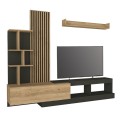 Σύνθεση τηλεόρασης Vermont χρώμα ανθρακί - sepet oak 240x40x192εκ.