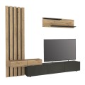 Σύνθεση τηλεόρασης Rosaline χρώμα ανθρακί - sepet oak 233x31,3x196,8εκ.