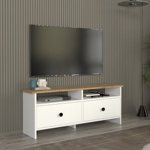 Έπιπλο τηλεόρασης Gradias χρώμα λευκό - sapphire oak 120x29,6x46,8εκ.