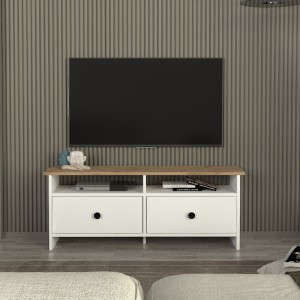 Έπιπλο τηλεόρασης Gradias χρώμα λευκό - sapphire oak 120x29,6x46,8εκ.