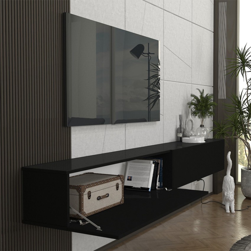 Έπιπλο τηλεόρασης επιτοίχιο Espanse χρώμα μαύρο 241,8x31,7x30εκ.