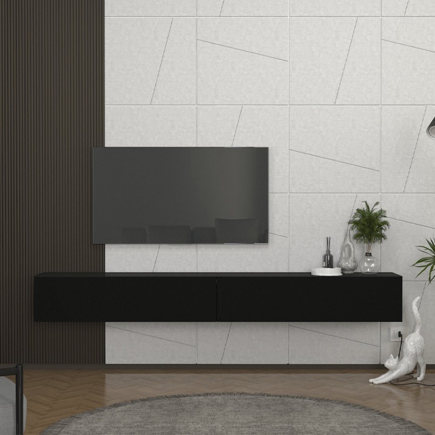 Έπιπλο τηλεόρασης επιτοίχιο Espanse χρώμα μαύρο 241,8x31,7x30εκ.