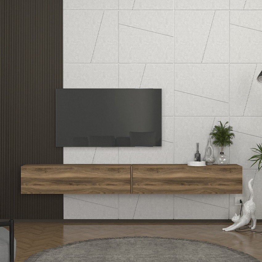 Έπιπλο τηλεόρασης επιτοίχιο Espanse χρώμα καρυδί 241,8x31,7x30εκ.